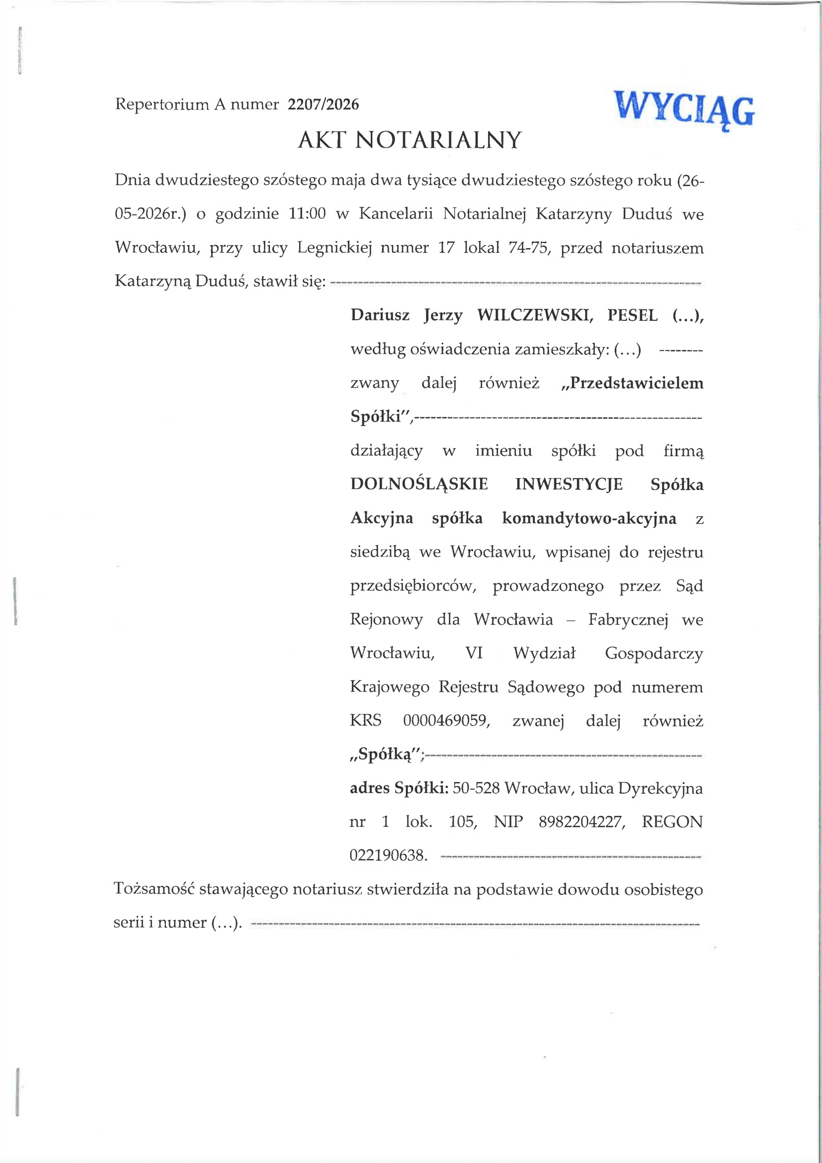 Komunikat z dnia 28.05.2026 – strona 1